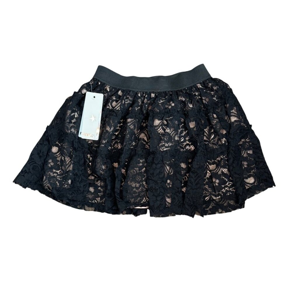Forever 21 Lace Mini Skirt Women S Black Floral Elastic Waist Lined